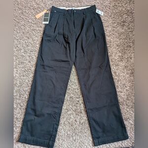NWT Jack & Jones Black Pleated Wide Fit JJCarter Chino Pants 29W 32L